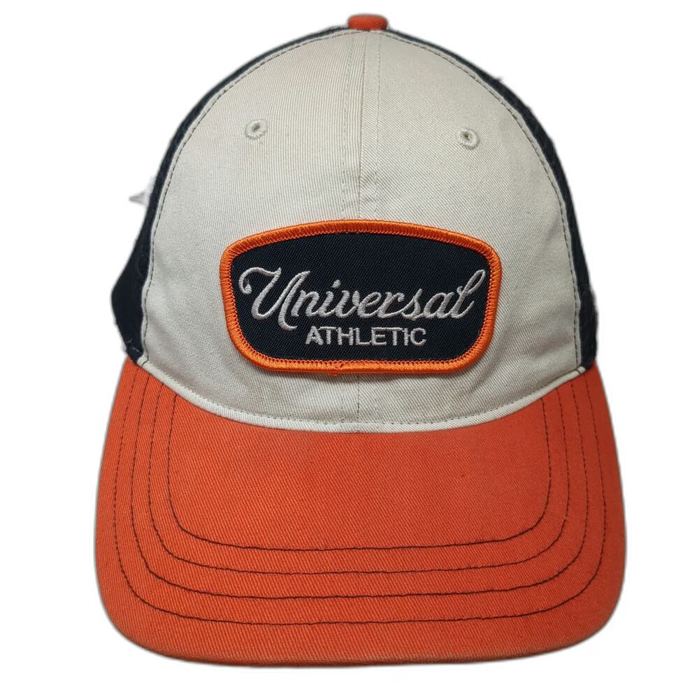 Richardson Trucker Hat Beige Black Orange One Size Universal Athletic Patch
